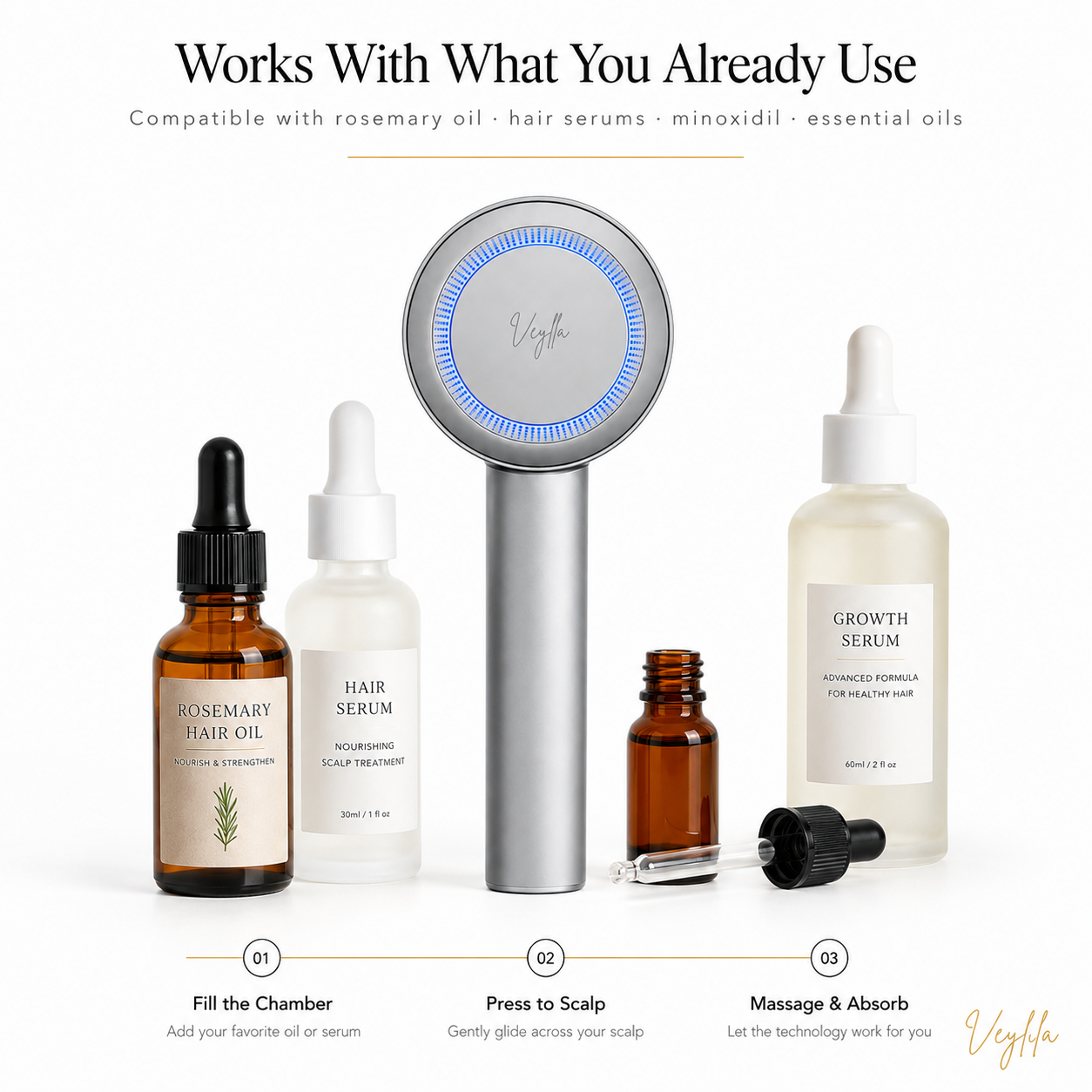 Veylla Scalp Ritual Device — Red Light Therapy & EMS Vibration Massager