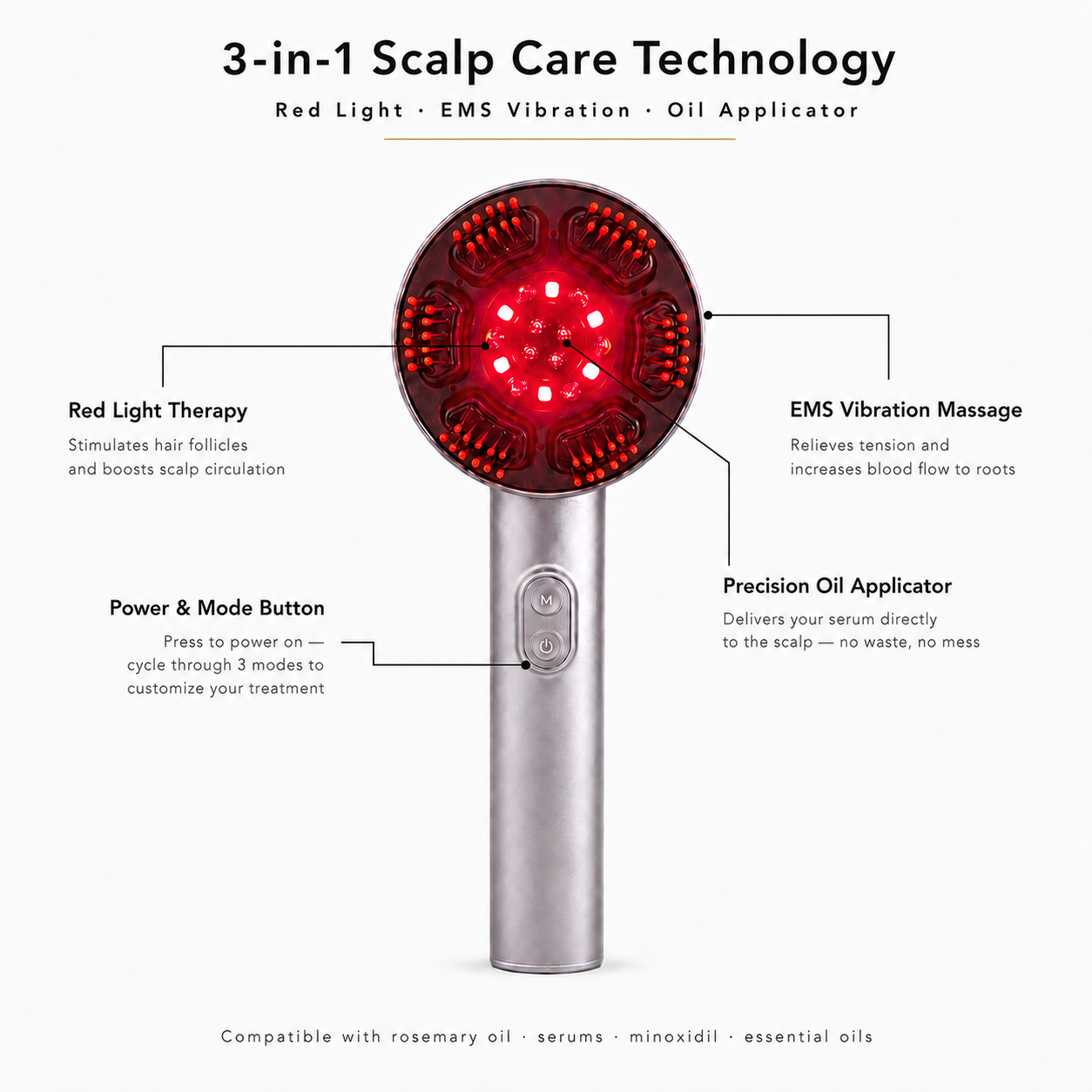 Veylla Scalp Ritual Device — Red Light Therapy & EMS Vibration Massager